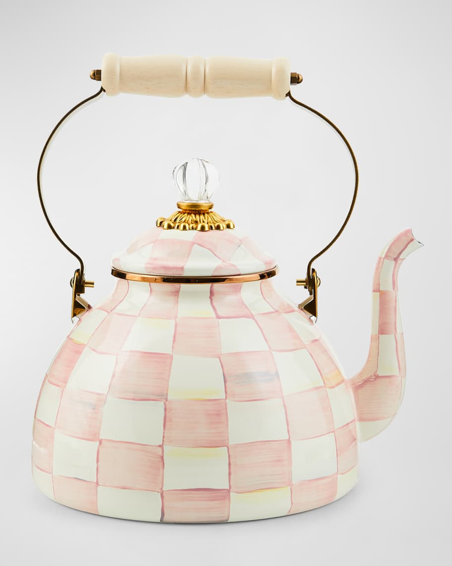 MacKenzie-Childs Rosy Check Enamel Tea Kettle, 3qt. | Neiman Marcus