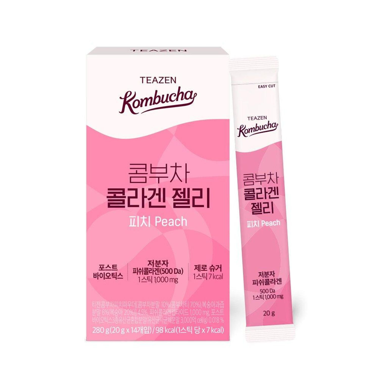 Teazen Kombucha Collagen Jelly Peach 14 Packs (14-day supply) | Olive Young Global