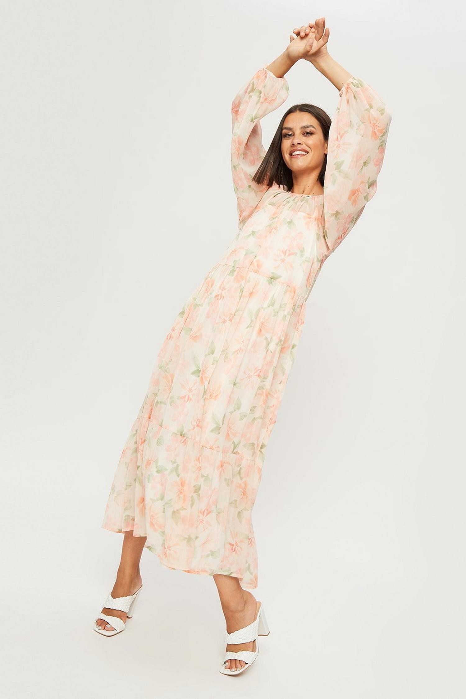 Buy Pink Floral Chiffon Smock Midaxi Dress for GBP 40.00 | Dorothy Perkins UK | Dorothy Perkins (UK)