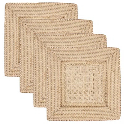 Handwoven Rattan Decorative Square Charger Plates 13" W X 13" L, Set Of 4 | Wayfair North America