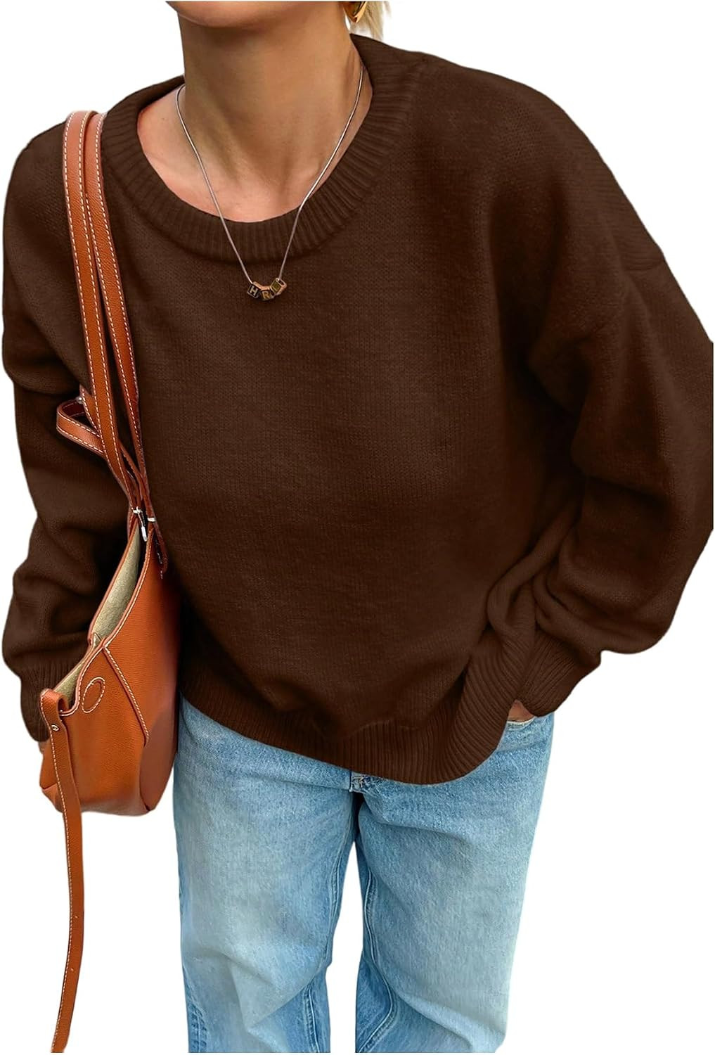 SOLY HUX Women's Oversized Sweater Long Sleeve Crewneck Pullover Knit Tops | Amazon (US)