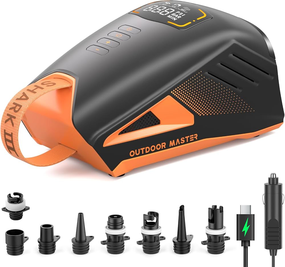 OutdoorMaster Shark 3 Paddle Board Pump Electric - 3'50" Fast Inflation, 20PSI 74Wh Rechargeable ... | Amazon (US)