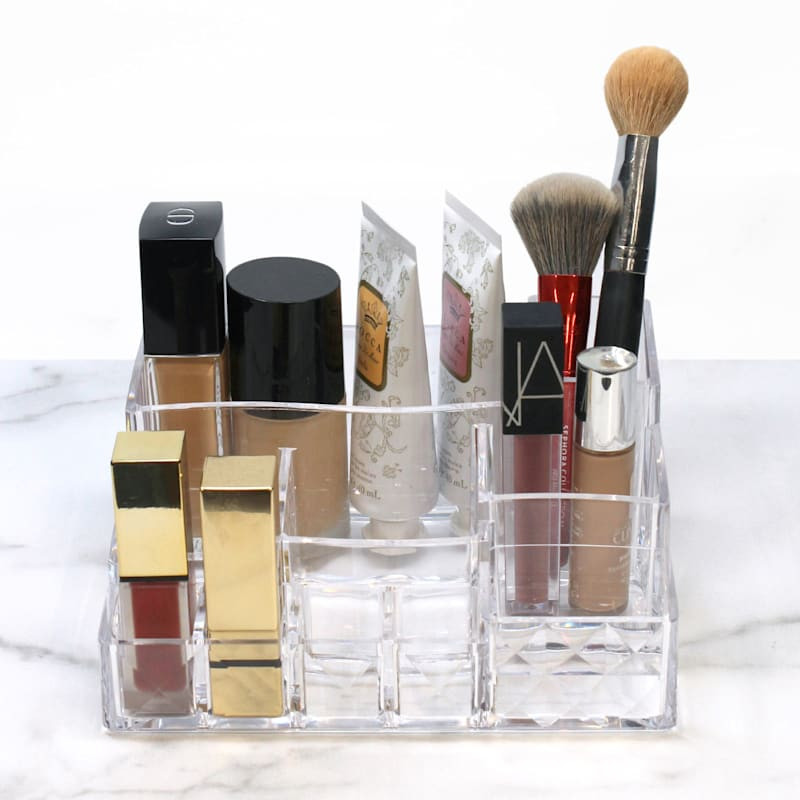 Mini Diamond Tiered Clear Cosmetic Organizer, 12.6x7.6 | At Home