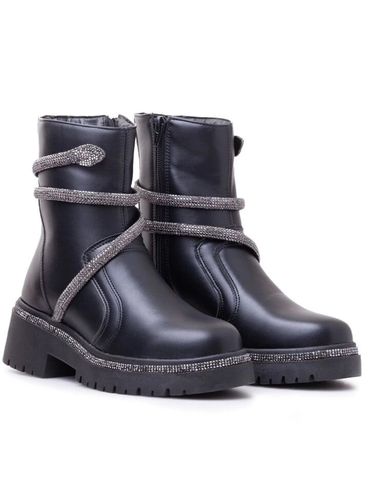 Bota Coturno Strass Cobra Tratorada Feminina Yes Me | SHEIN