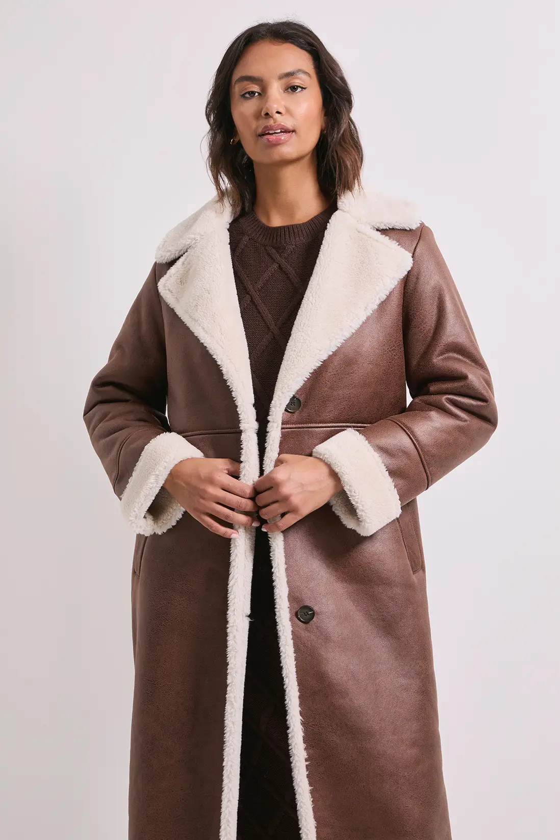 Jackets & Coats | Shearling Midi Coat | Dorothy Perkins | Dorothy Perkins (UK)