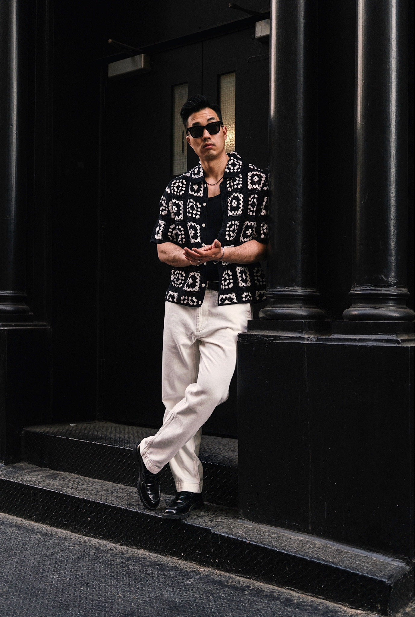 ummer Outfit Idea: Crochet Sweater Polos & Light Denim
-
Sweater Polos wont be too heavy and warm when they are crochet with breathable holes 😏
-
👕: @abercrombie Black Crochet Sweater Polo
💍: @loupn_collection Mafia Bling Ring & Box Cube Chain Bracelet
⛓️: @loupn_collection Rope Chain
🎗️: @thursdays Black Western Belt
👖: @abercrombie White Lightweight Loose Denim
👞: @thursdays Penny Loafers (Size up 2 Sizes for Men Size)
-
#mensfashion #styleformen #outfitinspo 


#LTKMens #LTKSeasonal #LTKStyleTip