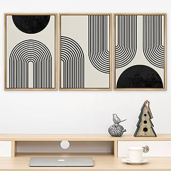 SIGNLEADER Framed Canvas Print Wall Art Spiral Parabolas & Solid Semi Circle Geometric Shapes Dra... | Amazon (US)
