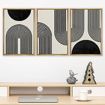 SIGNLEADER Framed Canvas Print Wall Art Spiral Parabolas & Solid Semi Circle Geometric Shapes Dra... | Amazon (US)