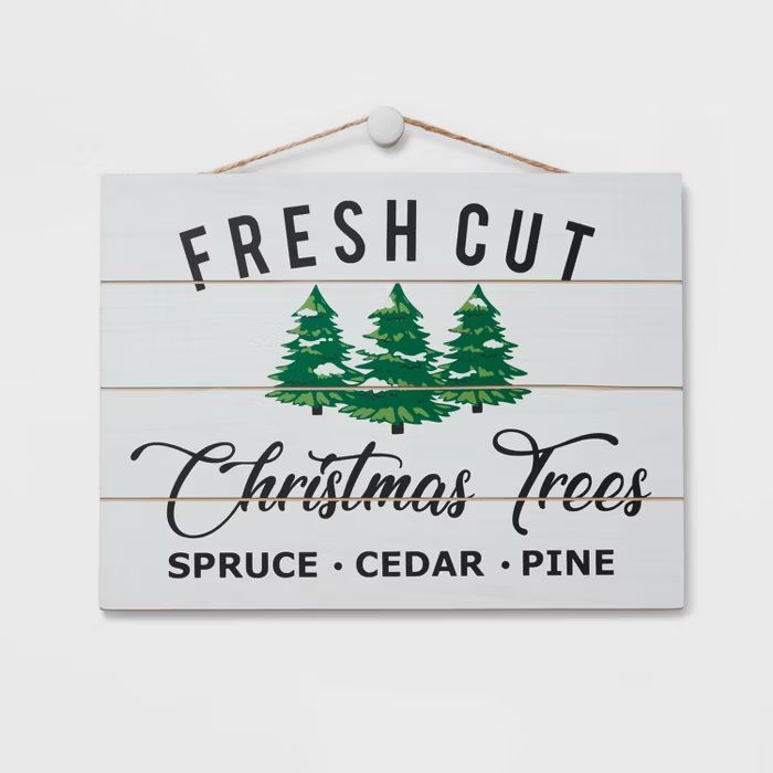 Fresh Cut Christmas Trees Decorative Sign White and Navy - Wondershop™ | Target