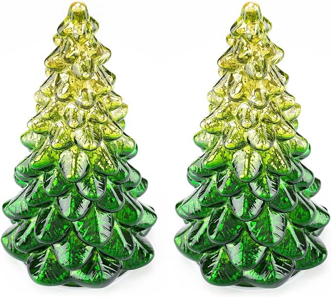 Diahom Tabletop Christmas Tree Green Mercury Glass Xmas Home Decor | Amazon (US)