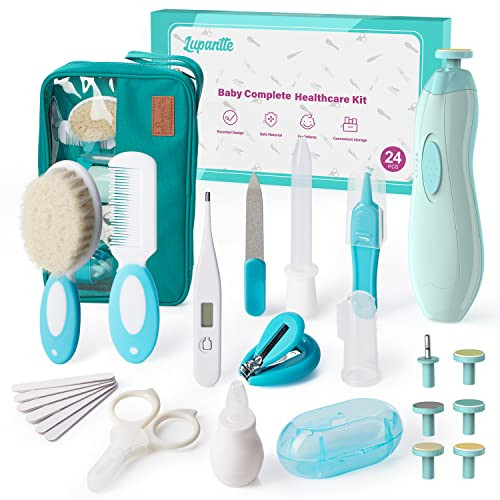 Baby Healthcare and Grooming Kit, 24 in 1 Baby Electric Nail Trimmer Set, Lupantte Nursery Care Kit, Toddler Nail Clippers, Medicine Dispenser, Infant Comb, Brush, etc. Baby Care Products | Amazon (US)