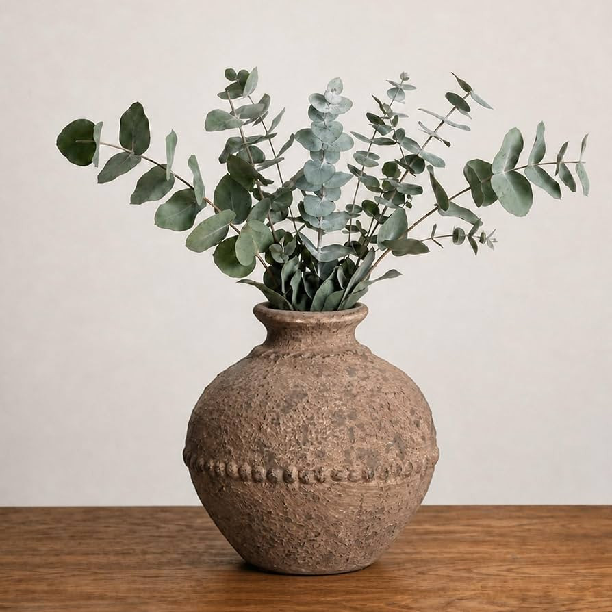 Sunddo Rustic Ceramic Vase, Terracotta Vases for Flowers, Brown | Amazon (US)