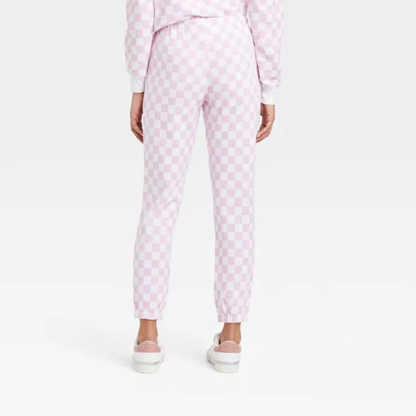 Women's Valentine's Day Graphic Jogger Pants - Pink Checkered | Target