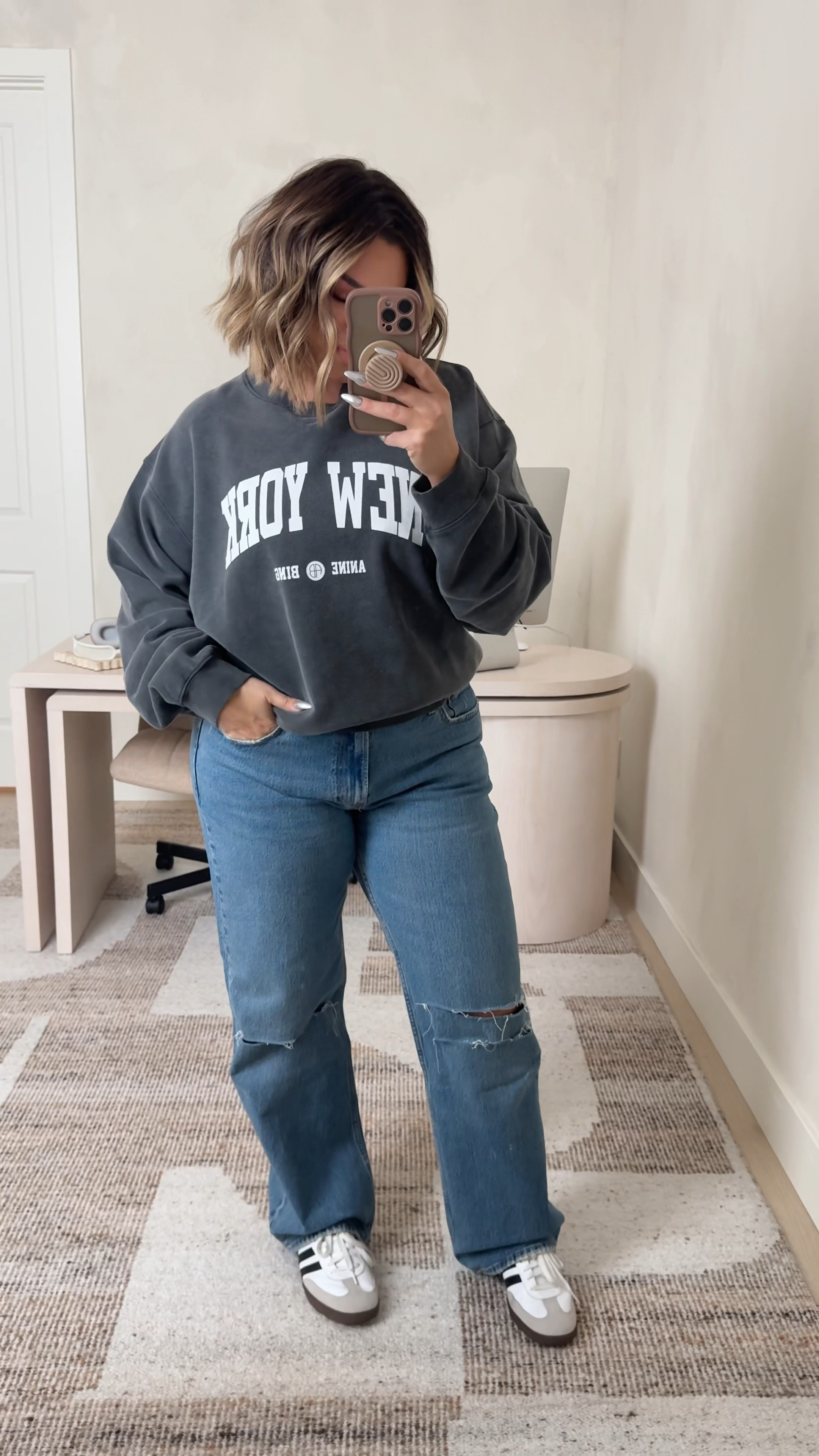 Use code AFDENIM to save extra 15% off today is the last day for the sale. 

All jeans size 31L 
Low rise jeans are def more of a mid rise fit they are not true low rise. 
Anine bing sweater L 
White tee L 
Green jacket xl 
Denim shirt XL 