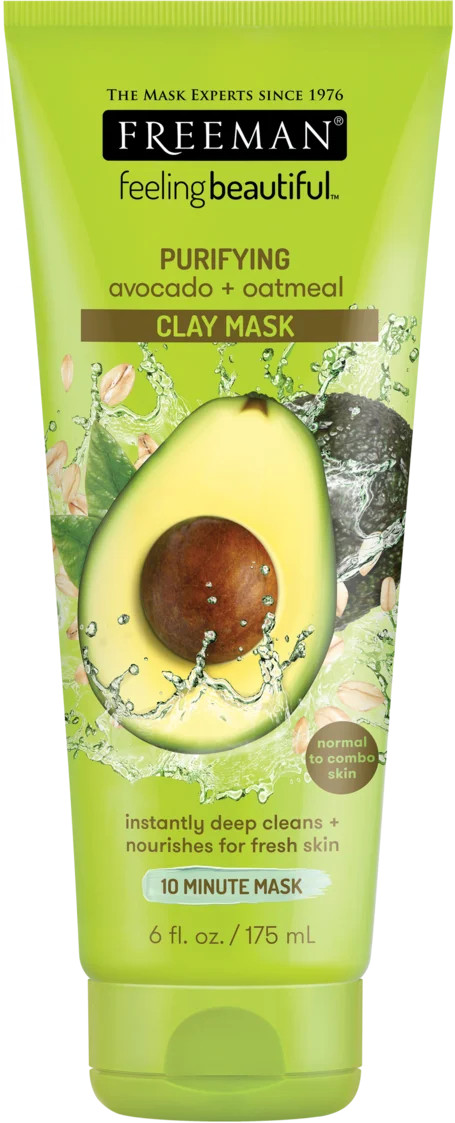Freeman Feeling Beautiful Clay Face Mask, Purifying Avocado + Oatmeal, 6 fl oz - Walmart.com | Walmart (US)