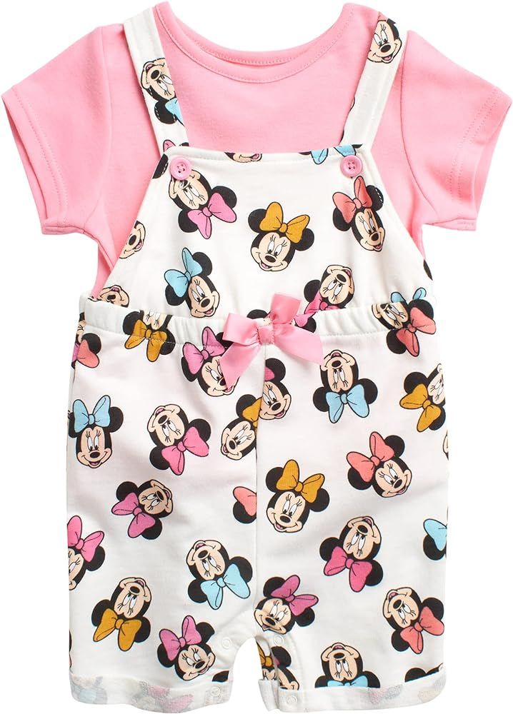 Disney Baby Girls' Romper - 2 Piece Overall T-Shirt Set : Minnie Mouse, Winnie The Pooh | Amazon (US)