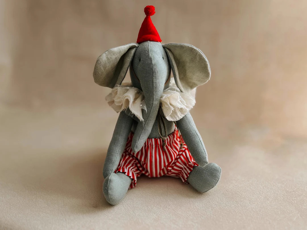 Linen Elephant Toy: Circus Nursery Decor | Etsy (US)