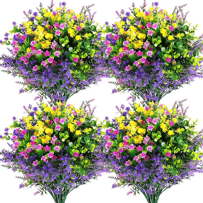 Hananona Artificial Flowers Outdoor, Faux Artificial Plants UV Resistant Plastic Flower Bulk for ... | Amazon (US)