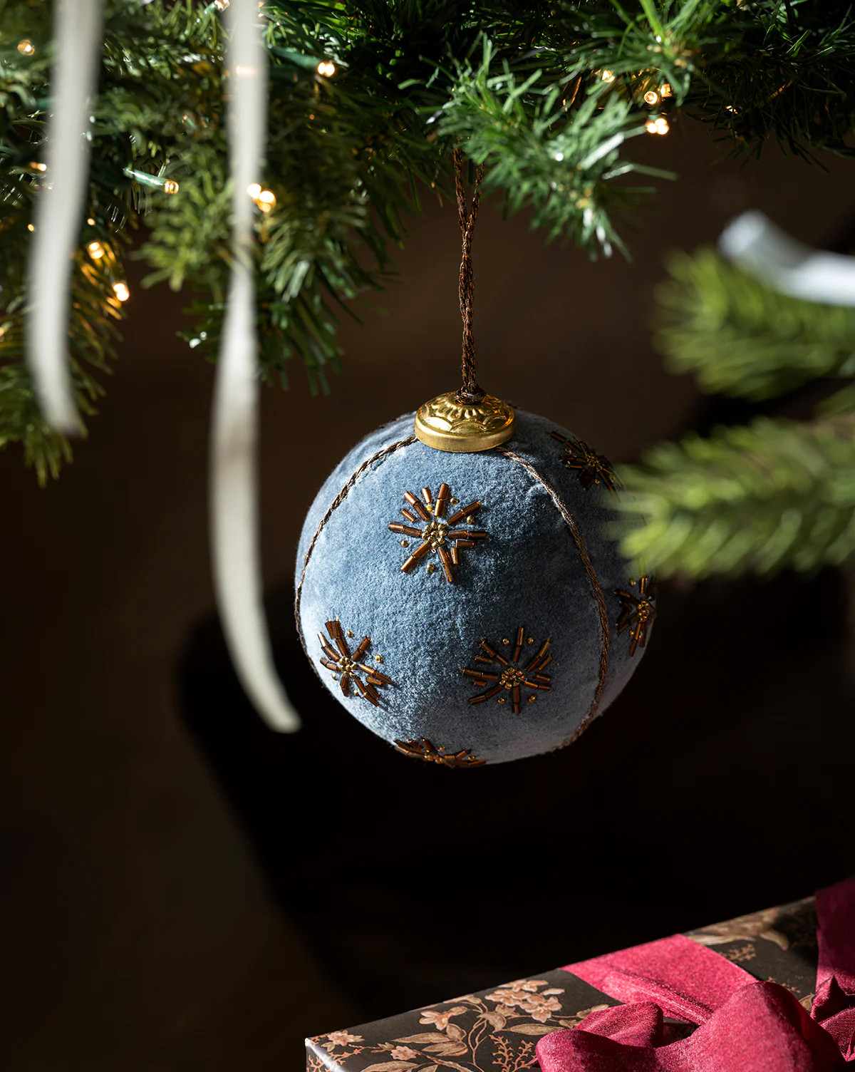4&quot; Embroidered Velvet Baubles (Set of 3) | McGee &amp; Co. (US)
