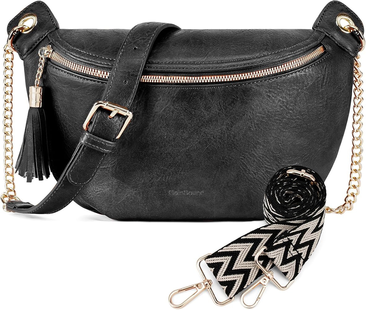 Black Crossbody Bags for Women with Wallet Cross body bag Bum Bags for Women Fashion Fanny Packs ... | Amazon (US)