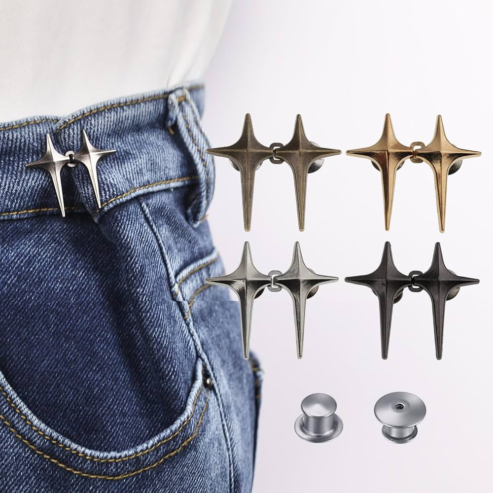 Pant Waist Tightener Adjustable Jeans Button Pin for Waist Pants Clips to Tighten Waist No Sew De... | Amazon (US)
