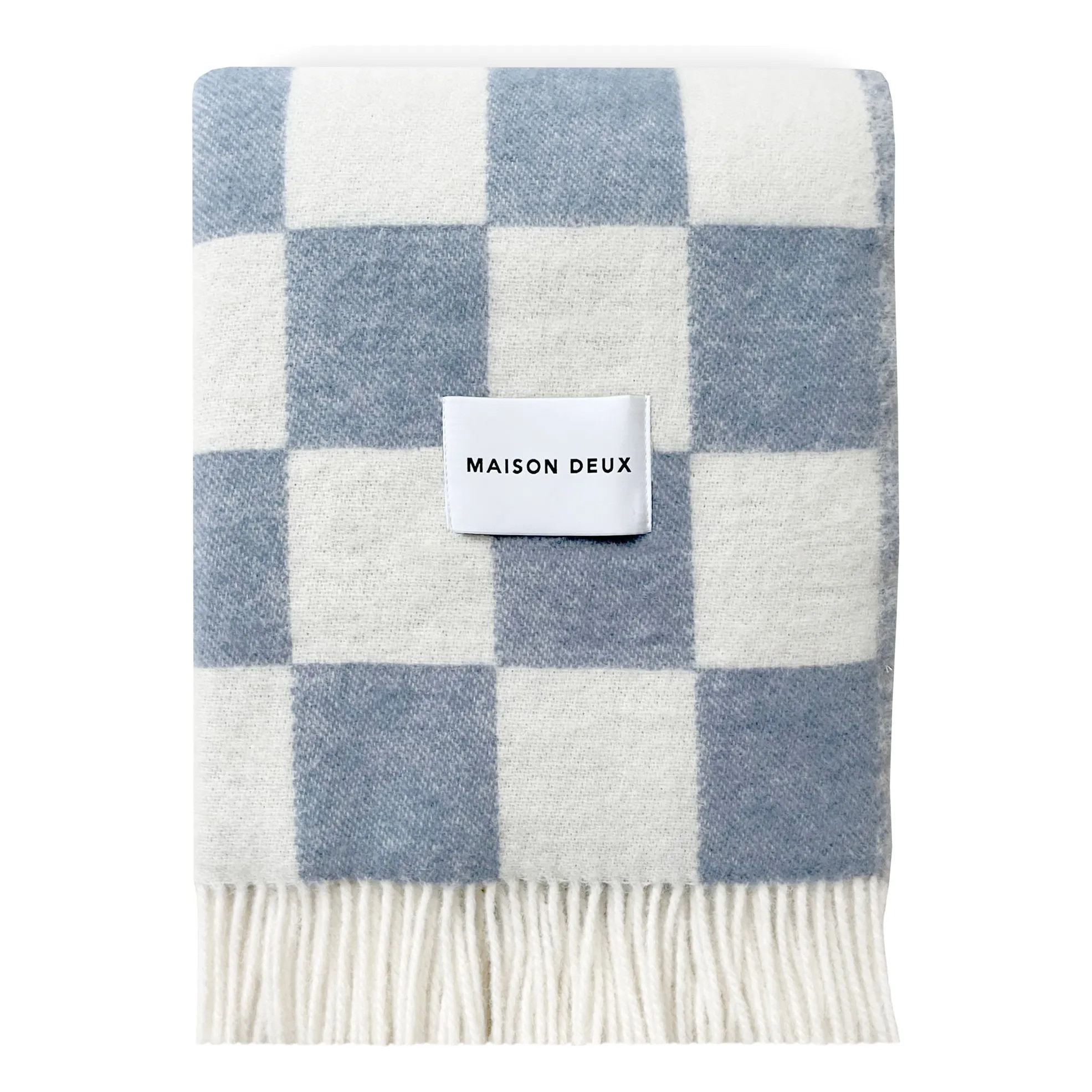 Damier wool throw | Blue | Smallable