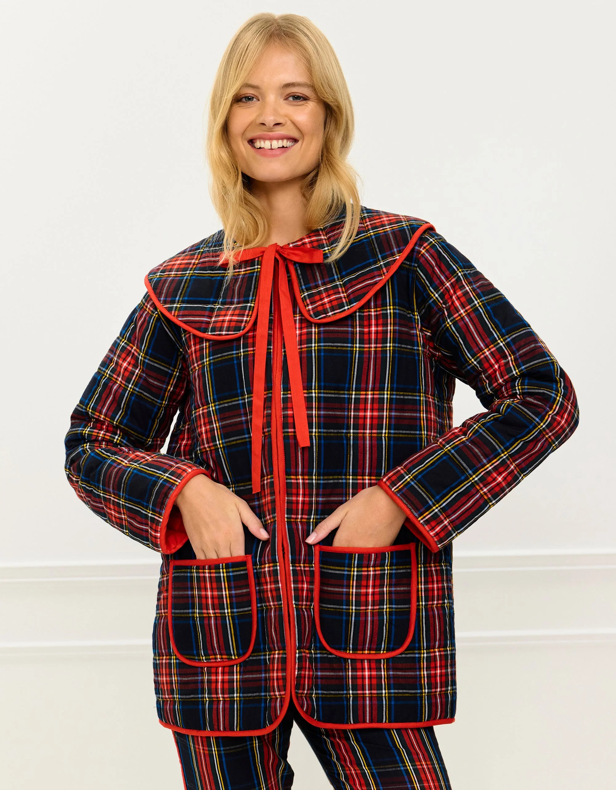 Midnight Tartan Simone Jacket – Red & Black | Pink City Prints | Pink City Prints UK