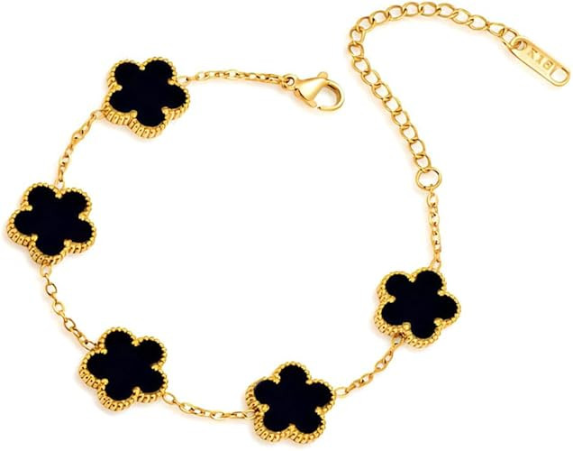 FLY FEI 18K Gold-Plated Four Leaf Clover Bracelet for Women,Adjustable lucky Bracelet Set Jewelry... | Amazon (US)