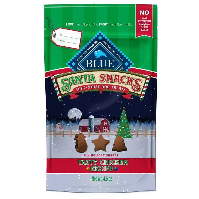 Blue Buffalo Santa Snacks Soft-Moist Holiday Dog Bits for Training, Chicken, 4.5-oz. Bag | Walmart (US)