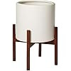 Rivet Surrey Modern Ceramic Planter Pot with Wood Plant Stand - 13.6 Inch, White | Amazon (US)