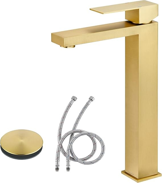 Tohlar Vessel Sink Faucet Gold, Tall Bathroom Faucets for Vessel Sinks Brushed Gold Modern Single... | Amazon (US)