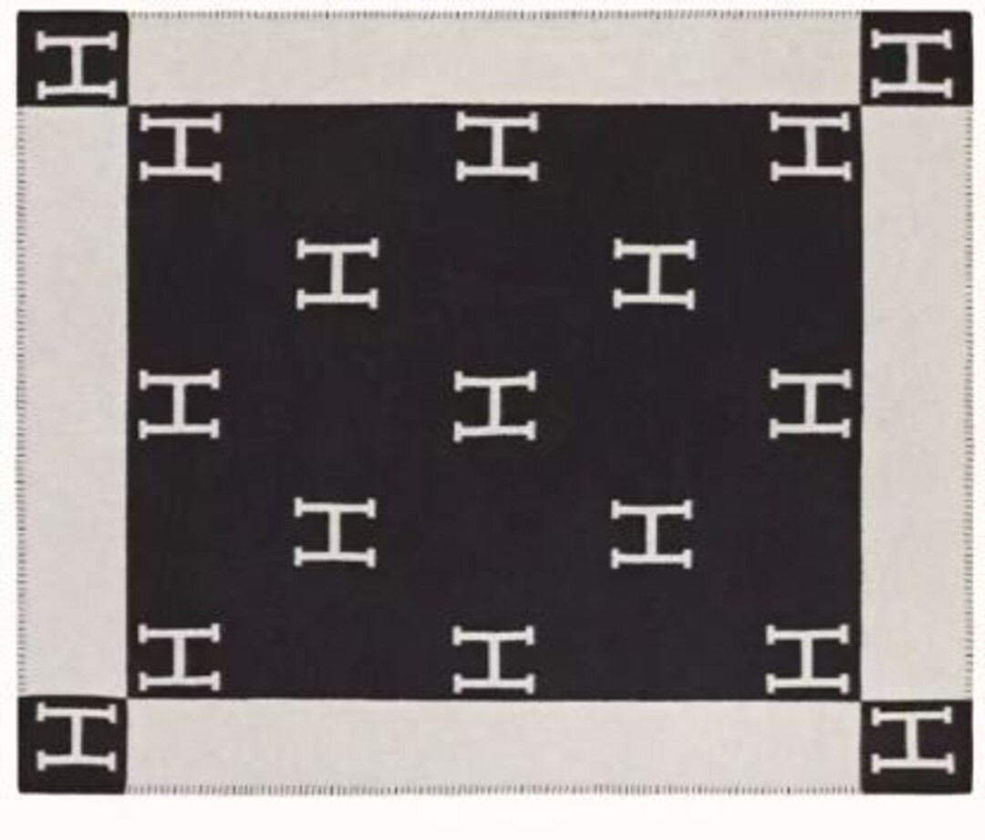 Black Cozy Monogram H Throw Decor Blanket | Etsy (US)