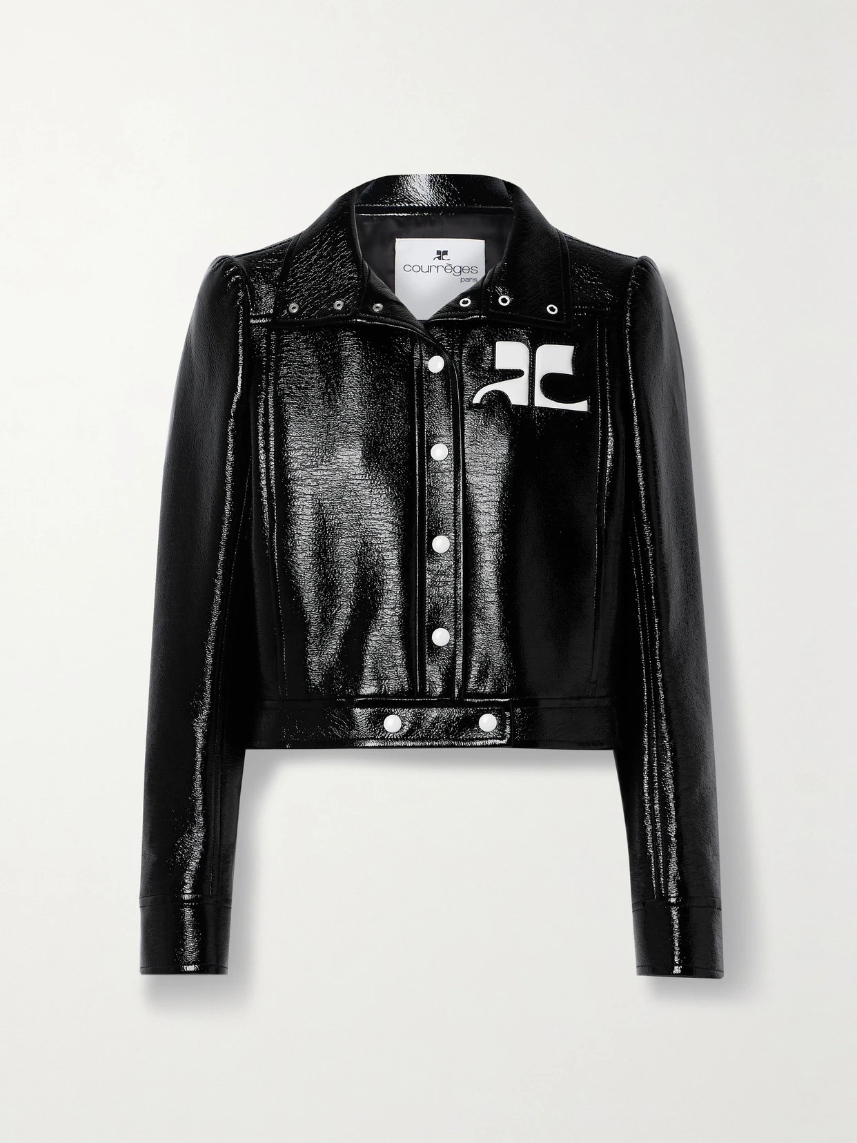 COURREGES - Reedition Coated Cotton-blend Jacket - Black | NET-A-PORTER (US)