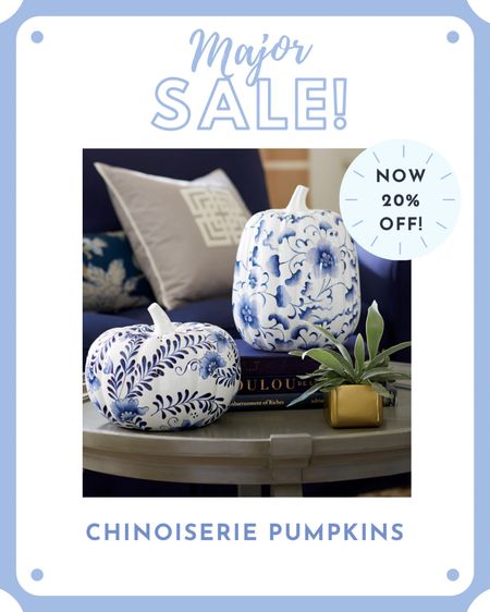 Todays the last day for so many Labor Day sales, including getting 20% OFF on these large blue and white chinoiserie decorative pumpkins! 🤍

#LTKSeasonal #LTKhome #LTKsalealert