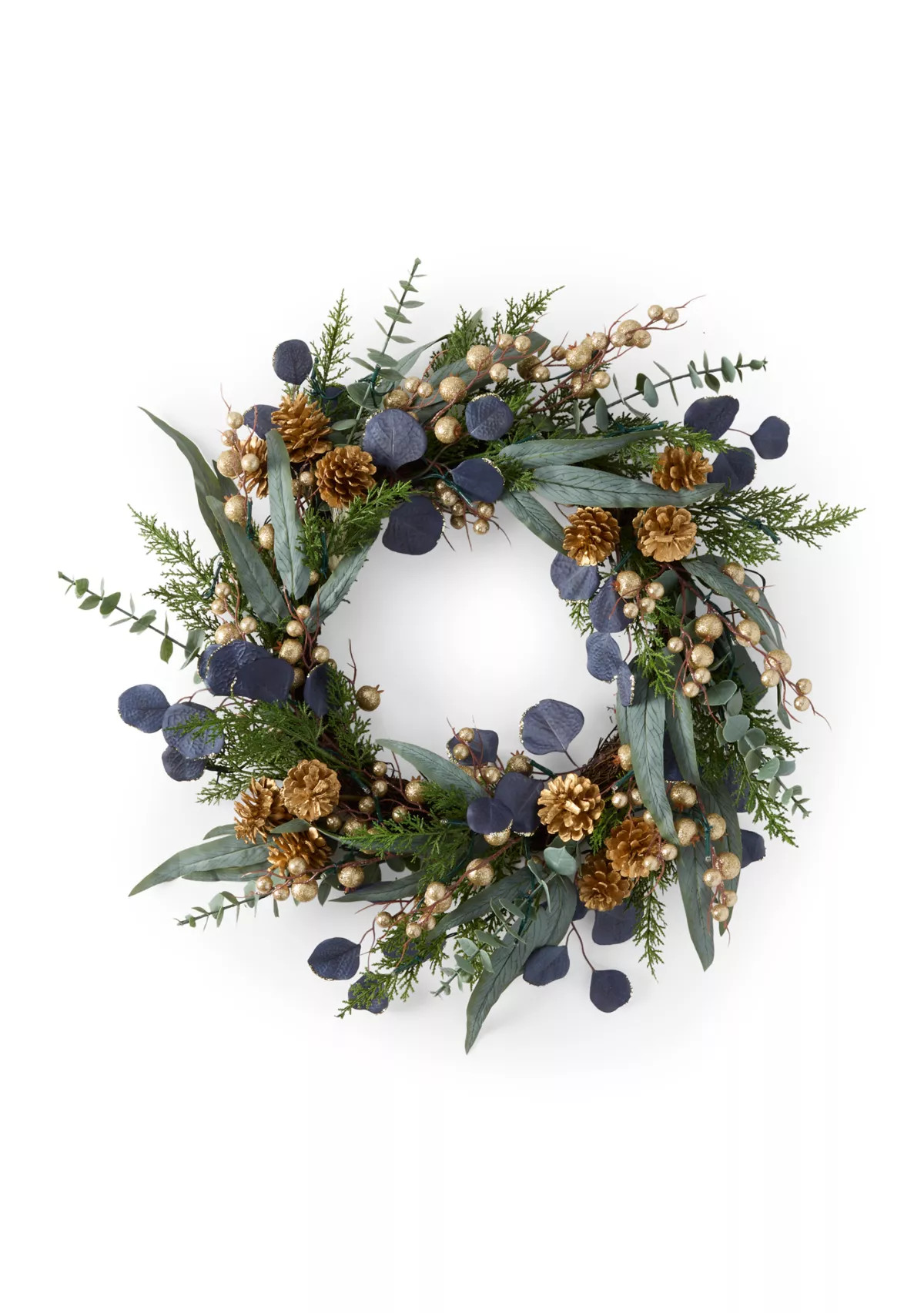 Eucalyptus and Gold Pre-Lit Wreath | Belk