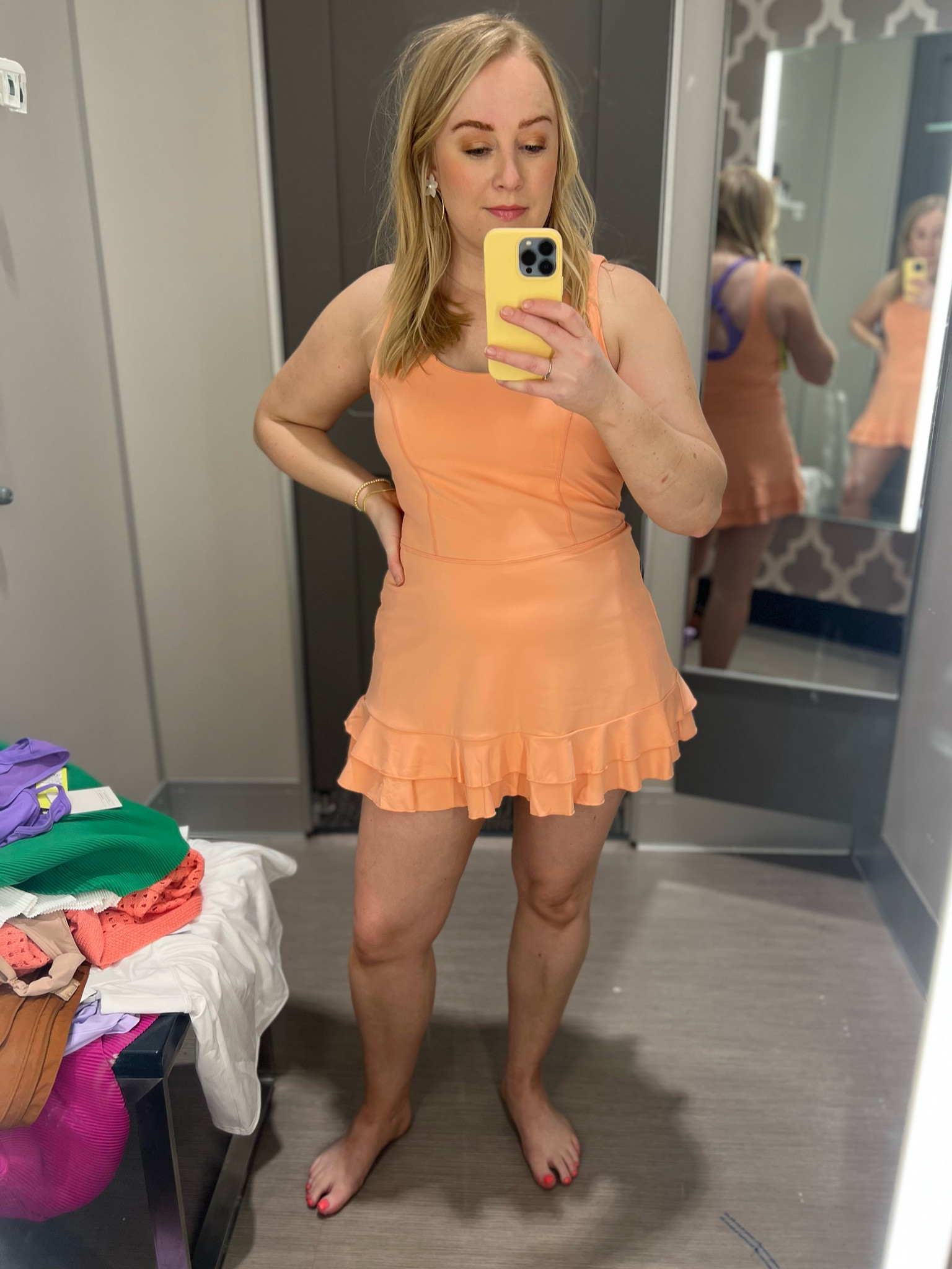 Dang cute athletic dress. I’m in a large. Fits perfect on the bottom but a smidge big on the top. Does have a built in bra but no padding. Perfect for springs. 

Golf | pickleball | tennis | #LTKathleisure 

#LTKtravel