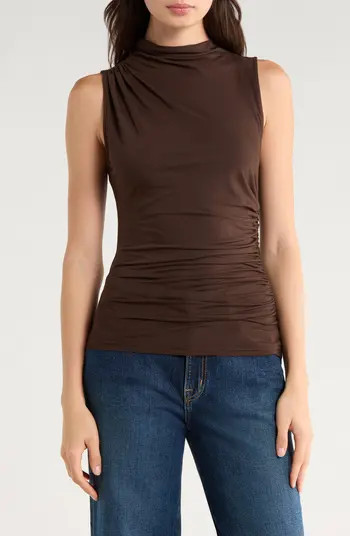 Christen Ruched Mock Neck Sleeveless Top | Nordstrom