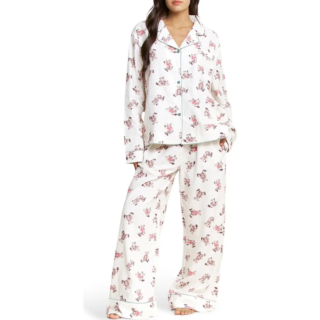 Honeydew Snooze Mode Long Pajamas in Ivory/Teddies at Nordstrom, Size Small | Nordstrom