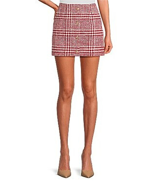 French Connection Wool Blend Brushed Houndstooth Mini Skirt - 8 | Dillard's