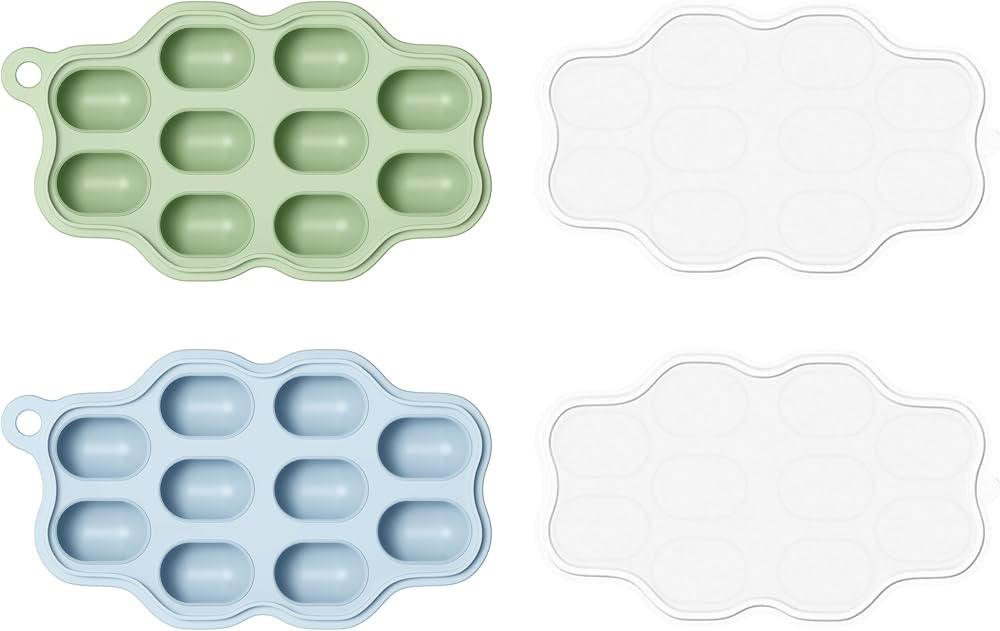 Baby Food Freezer Tray with Lid 2 Pack, Silicone Nibble Tray, Fruit Feeder Teether, Breastmilk Po... | Amazon (US)