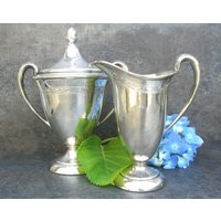 Silver Plate Sugar & Creamer, Vintage Psco Preisner Serving Pieces, Tall Graceful | Etsy (US)