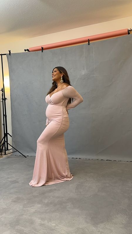 Maternity dress for photoshoot gorgeous pink long sleeve dress

#LTKfamily #LTKbump #LTKbaby