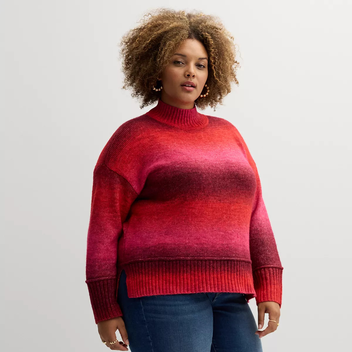 Plus Size Nine West Mock Neck Pullover Sweater | Kohl's
