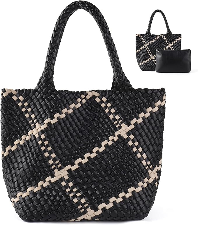IwIeIaIrI Soft Woven Tote Bag for Women,Large Fashion Woven Leather Shoulder Bag with Purse for S... | Amazon (US)