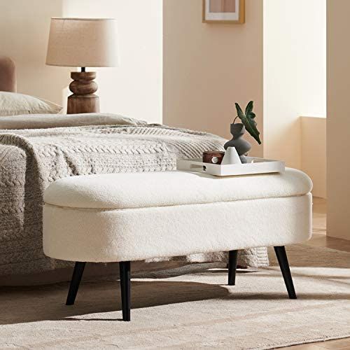 Harmati Sherpa Storage Bench for Bedroom - White End of Bed Bench Ottoman with Storage, Upholstered  | Amazon (US)