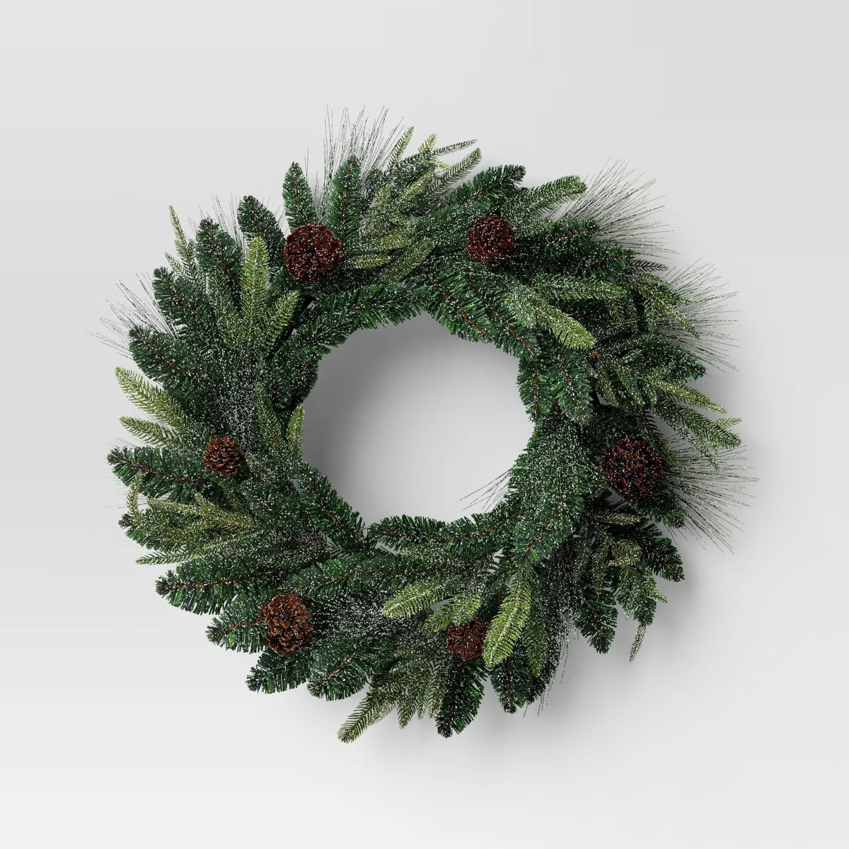 24" Christmas Unlit Icy/Glitter Pinecones Mixed Green Wreath - Wondershop™ | Target
