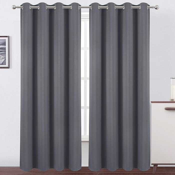 LEMOMO Blackout Curtains 52 x 84 Inch Long Grey Curtains Set of 2 Panels Thermal Insulated Room D... | Amazon (US)