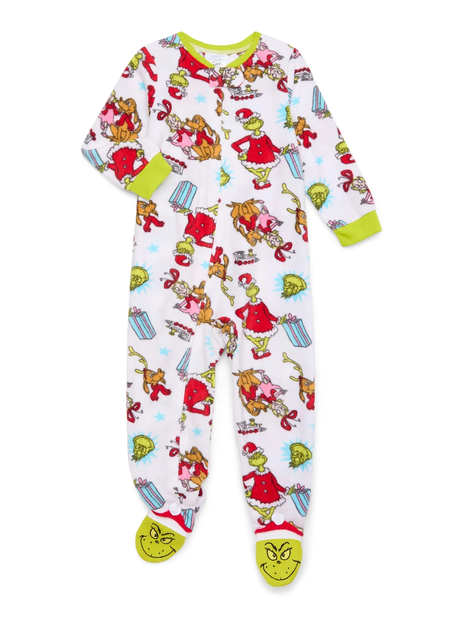 Character Toddler Christmas Fleece One-Piece Sleeper, Sizes 12M-5T | Walmart (US)