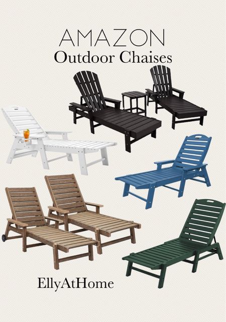 Outdoor Adirondack style chaise lounges at Amazon home. Available in sets and individual pieces in a variety of colors and styles. Backyard, patio, outdoor seating. Summer patio. Some selections on sale, free shipping. 

#LTKSaleAlert #LTKHome #LTKSeasonal