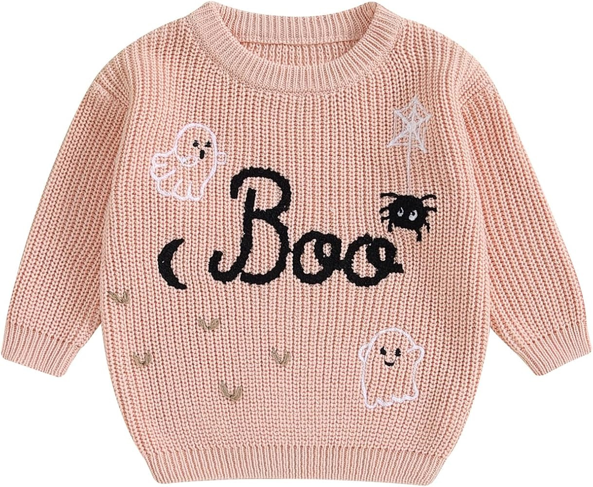 Hoanselay Halloween Baby Clothes Girl Boo Long Sleeve Knit Sweater Ghost Pullover Sweatshirt Warm... | Amazon (US)